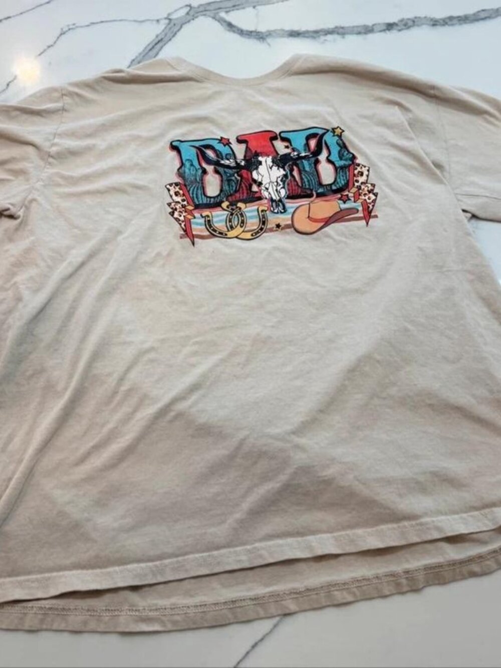 Teraphique Womens Beige Wild Western Graphic T-Shirt Size 2XL